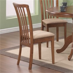 Coaster Brannan Slat Back Side Chair with Upholstered Seat in Warm Maple Finish