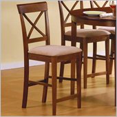 Coaster Hyde 24 Inch Cross Back Bar Stool in Warm Medium Walnut Finish