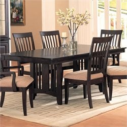 Coaster Monaco Rectangular Double Pedestal Dining Table with Leaf in Cappuccino