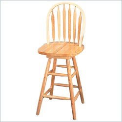 Coaster Damen 24 Inch Arrow Back Windsor Swivel Bar Stool in Natural Wood Finish