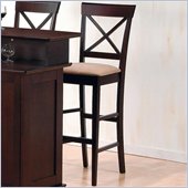 Coaster Hyde 30 Inch Cross Back Bar Stool with Fabric Seat in Cappuccino Finish