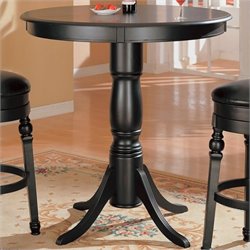 Coaster Lathrop Classic Round Pedestal Pub Table in Black Finish