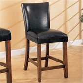 Coaster Telegraph 24 Inch Brown Bar Stool with Black Faux Leather Seat