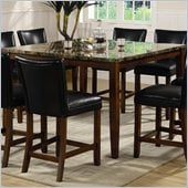 Coaster Telegraph Square Marble Look Counter Height Dining Table in Medium Brown