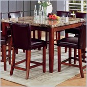 Coaster Telegraph Square Marble Counter Height Dining Table in Medium Brown