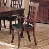 Coaster Newhouse Arm Chair with Faux Leather Seat in Cherry Finish