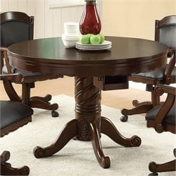 Coaster Turk 3-in-1 Round Pedestal Game Table in Medium Oak Finish