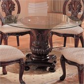Coaster Tabitha Traditional Round Dining Table with Glass Top in Cherry Finish