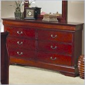 Coaster Saint Laurent 6 Drawer Double Dresser in Cherry Finish