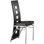 Coaster Los Feliz Metal Dining Chair with Black Vinyl in Matte Silver