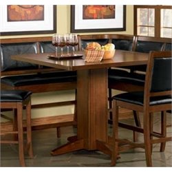 Coaster Lancaster Counter Height Pedestal Table in Distressed Dark Brown Finish