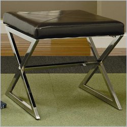 Coaster Ottomans Ottoman with Metal Base and Black Faux Leather Top