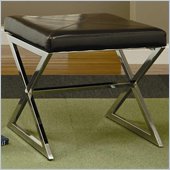 Coaster Ottoman with Metal Base and Brown Faux Leather