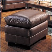 Coaster Harper Overstuffed Leather Ottoman in Rich Brown