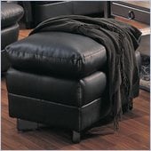 Coaster Harper Overstuffed Leather Ottoman in Black