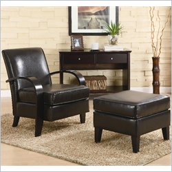 Coaster Accent Seating Bentwood Chair with Ottoman in Bonded Leather