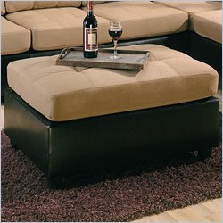 Coaster Harlow Two Tone Ottoman in Tan and Dark Brown Faux Leather