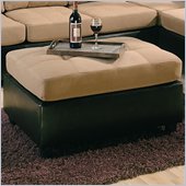 Coaster Harlow Two Tone Ottoman in Tan and Dark Brown Faux Leather