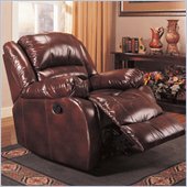 Coaster Faux Leather Rocker Recliner Chair in Brown