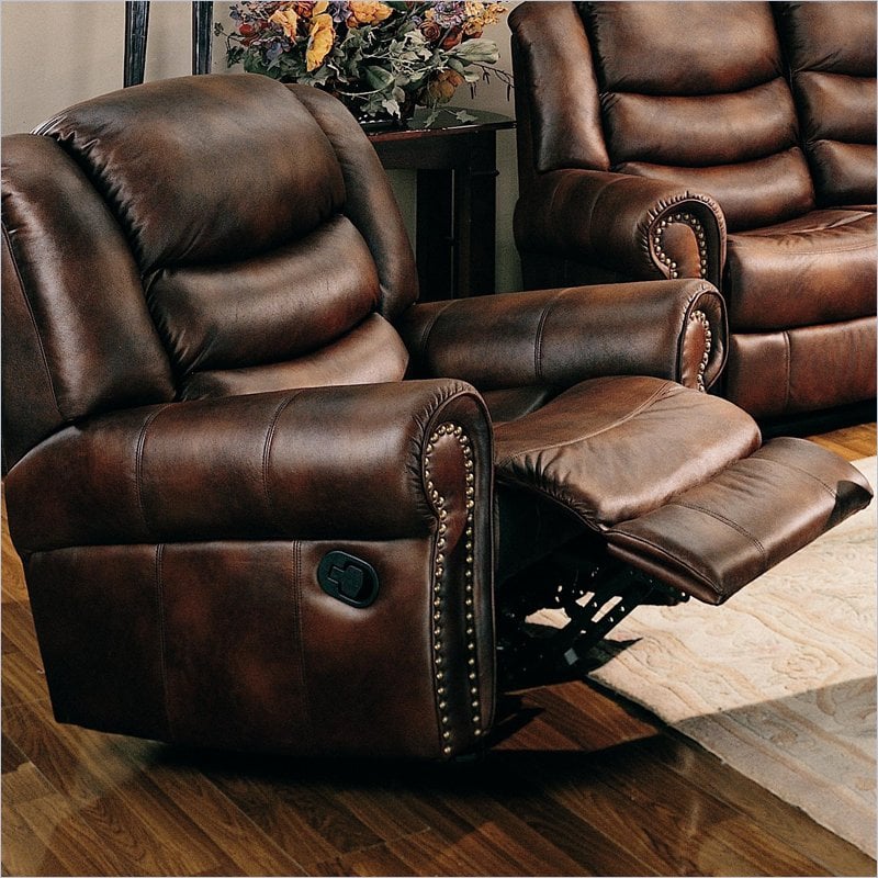 Coaster Aiden Traditional Rocker Recliner with Nailhead Trim in Coffee