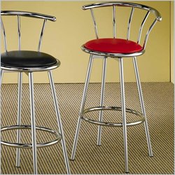 Coaster Cleveland Chrome Plated Bar Stool with Upholstered Seat in Red