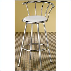 Coaster Cleveland Chrome Plated Bar Stool w/ Upholstered Seat in White