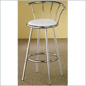 Coaster Cleveland Chrome Plated Bar Stool w/ Upholstered Seat in White