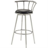 Coaster Cleveland 29H Chrome Plated Bar Stool with Upholstered Seat in Black