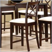Coaster Pryor 24 Bar Stool with X Back & Fabric Seat in Cappuccino