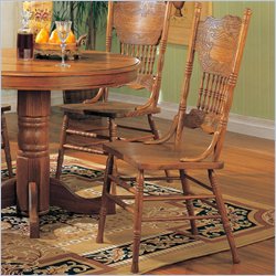 Coaster Mackinaw Victorian Press Back Dining Side Chair in Medium Oak