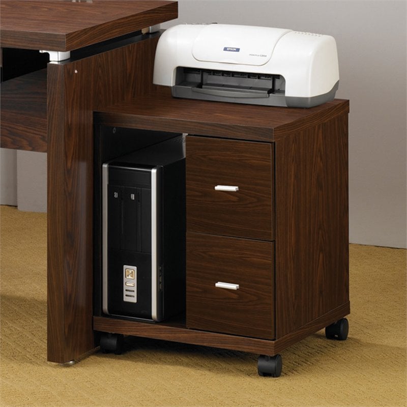 Coaster Peel 2 Drawer Computer Stand in Brown