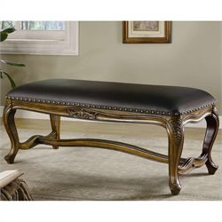 Coaster Benches Traditional Upholstered Bench in Black