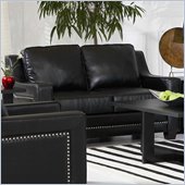 rent to own furniture Coaster Finley Contemporary Leather Loveseat in Black