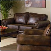 rent to own furniture Coaster Dean Traditional Leather Look Camel Back Love Seat 