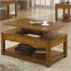 Coaster Woodside Lift Top Cocktail Table with Shelf in Light Brown
