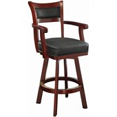 Coaster Lambert Leather Back Swivel Bar Stool in Cherry