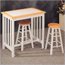 Coaster Halsted 3 Piece Bar Table and Stool Set in Natural and White