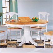 Coaster Damen Oval Pedestal Table with Leaf in Natural and White