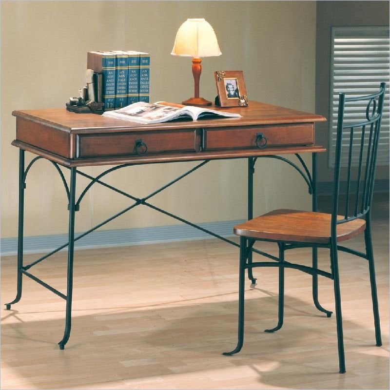 Coaster Desks Table Desk and Chair Set in Distressed Oak