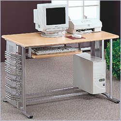 Coaster Desks Computer Desk in Natural Wood and Brushed Aluminum