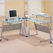 Coaster Wrightwood L-Shape Computer Desk in Silver