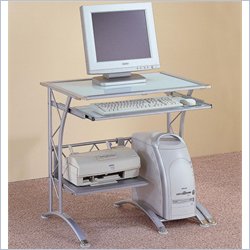 Coaster Desks Computer Desk with Keyboard Tray and Storage in Silver