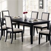 Coaster Lexton Rectangular Dining Table with 18 Inch Leaf in Black