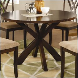 Coaster Ruby Round X Pedestal Dining Table in Deep Espresso Finish