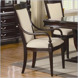 Coaster Beverly Upholstered Dining Side Arm Chair in Merlot Cappuccino