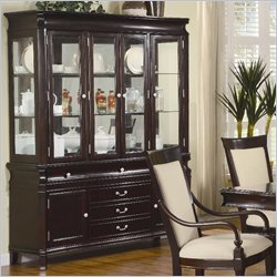 Coaster Beverly Buffet and Hutch with Glass Doors in Merlot Cappuccino