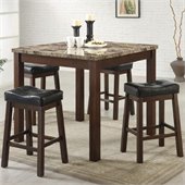 Coaster Sofie 5 Piece Marble Look Counter Height Dining Set in Cherry