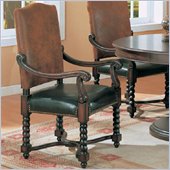 Coaster Riverside Upholstered Dining Arm Chair in Dark Wood Finish