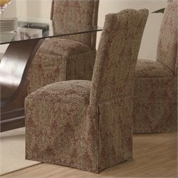 Coaster Slauson Upholstered Parson Chair Skirt in Red Floral