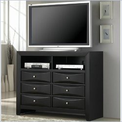 Coaster Briana Media Chest with Drawers and Shelves in Glossy Black